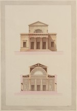 Entwurf für ein profanes basilikales Gebäude, Aufriß und Schnitt