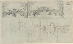 Studien zu einer Villa im palladianischen Stil, Grundriß und Aufrisse (recto); Grundrißskizzen (verso)