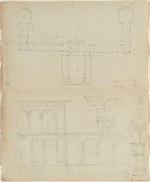 Bad Kissingen, Arkadenbau von Friedrich von Gärtner, Bauaufnahme, Grund- und Aufrißskizzen, Details