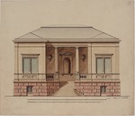 Kassel, Bose-Museum, zweite Entwurfsserie, Aufriß der Eingangsfront