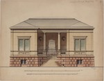 Kassel, Bose-Museum, dritte Entwurfsserie, Ausführungsentwurf der Eingangsseite, Aufriß