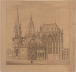 Aachen, Dom, Rekonstruktion der Südseite, perspektivische Ansicht