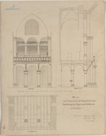 Fritzlar, ehem. Stiftskirche St. Peter, Entwurf zur Restaurierung und Aufstellung der Orgel, Aufriß und Schnitt
