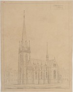 Eisenach, kath. Pfarrkirche St. Elisabeth, Entwurf, Ansicht von Nordwesten
