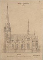 Eisenach, kath. Pfarrkirche St. Elisabeth, Entwurf, Ansicht der Westseite