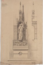 Niederklein, kath. Pfarrkirche St. Elisabeth, Entwurf für einen Seitenaltar, Vorder- und Seitenansicht
