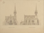Wettbewerbsentwurf für einen Kirchenbau, Ansicht der Ost- und Nordseite