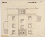 Berlin, Institutsgebäude für die Sammlungen von Franz M. Feldhaus, Entwurf der Eingangsseite, Aufriß