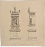 Kassel, Entwurf für ein Grabmal für Eduard von Möller, Vorder- und Seitenansicht