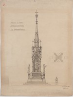 Mühlhausen, Entwurf für ein Kriegerdenkmal, Grundriß und Vorderansicht