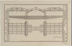 Brückenkonstruktion, Grundriß der Balkenlage und Schnitt (Nachzeichnung)