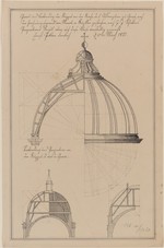 Kuppelkonstruktionen von Pariser Kirchen nach J. J. Schuebler, Aufriß und Schnitte