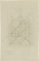 Köln, Dom, Entwurfsskizzen für eine Bronzetür, Vorderansicht (recto); Architekturdetails (verso)