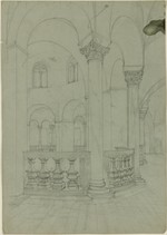 Ravenna, S. Vitale, Skizze, perspektivische Innenansicht
