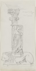 Neapel, S. Chiara, Grabmal Karls von Kalabrien, Skizze, Detailansicht