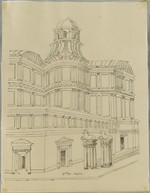 Studie eines Palazzo im Stil der Renaissance, Studienblatt, perspektivische Ansicht
