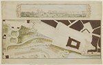 Kassel, Landgrafenschloß und Rennbahn, Entwurf, Panorama von Süden und Lageplan