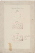 Kassel-Wilhelmshöhe, Wachthaus, Entwurf, Grundrisse der drei Geschosse