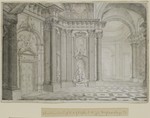 Entwurf eines Bühnenbilds mit einem barocken Innenraum, perspektivische Ansicht