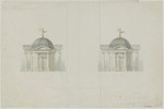 Kassel, Karlsaue, Tempel auf der Schwaneninsel, Entwurf, zwei Aufrisse