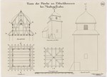 Dilschhausen, ev. Kirche, Bauaufnahme des Chorturms, Grundrisse, Aufrisse und Schnitt