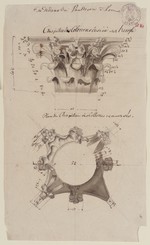 Rom, Pantheon, Kapitell einer Kolonnadensäule nach A. Desgodets, Aufriß und Querschnitt (Kopie)