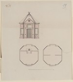 Kassel-Wilhelmshöhe, Mulang (?), Entwurf für ein achteckiges Gärtnerhaus, Grund- und Aufriß