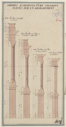 Vergleichsstudie kolossaler Säulenstellungen an Pariser Gebäuden nach J.-F. Blondel, Aufriß