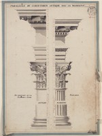 Vergleichsstudie einer korinthischen Säulenordnung des Pantheons in Rom und nach A. Palladio, Aufriß