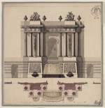Studie einer Brunnenanlage mit dorischer Säulenordnung nach J.-F. Blondel, Grund- und Aufriß